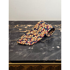 VTG Courreges Homme Silk Tie Floral Made in Italy Designer Blue Burgundy